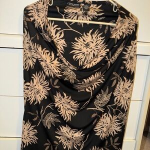 New York & Company Black and Tan Floral Scarf